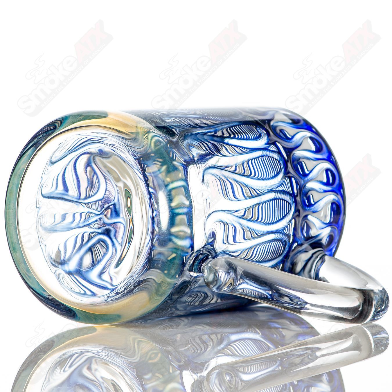 White/Blue Wrap N Rake Mug by Ed Wolfe Glass - Smoke ATX