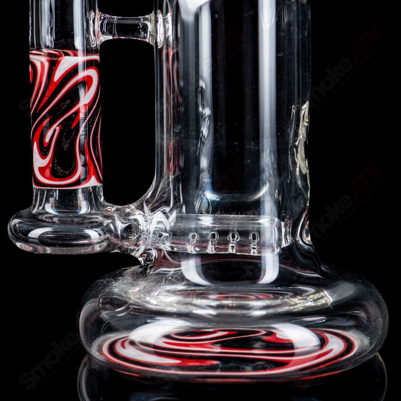 Glass Wig Wag Inline Tube by Texas Hot Glass, waterpipe with colorful inline design and clear glass accents.