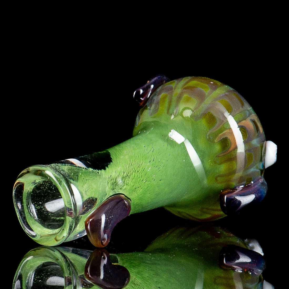 Clear glass Fishy Spoon pipe by TKO Glass with detailed fish design, perfect for smoking sessions.