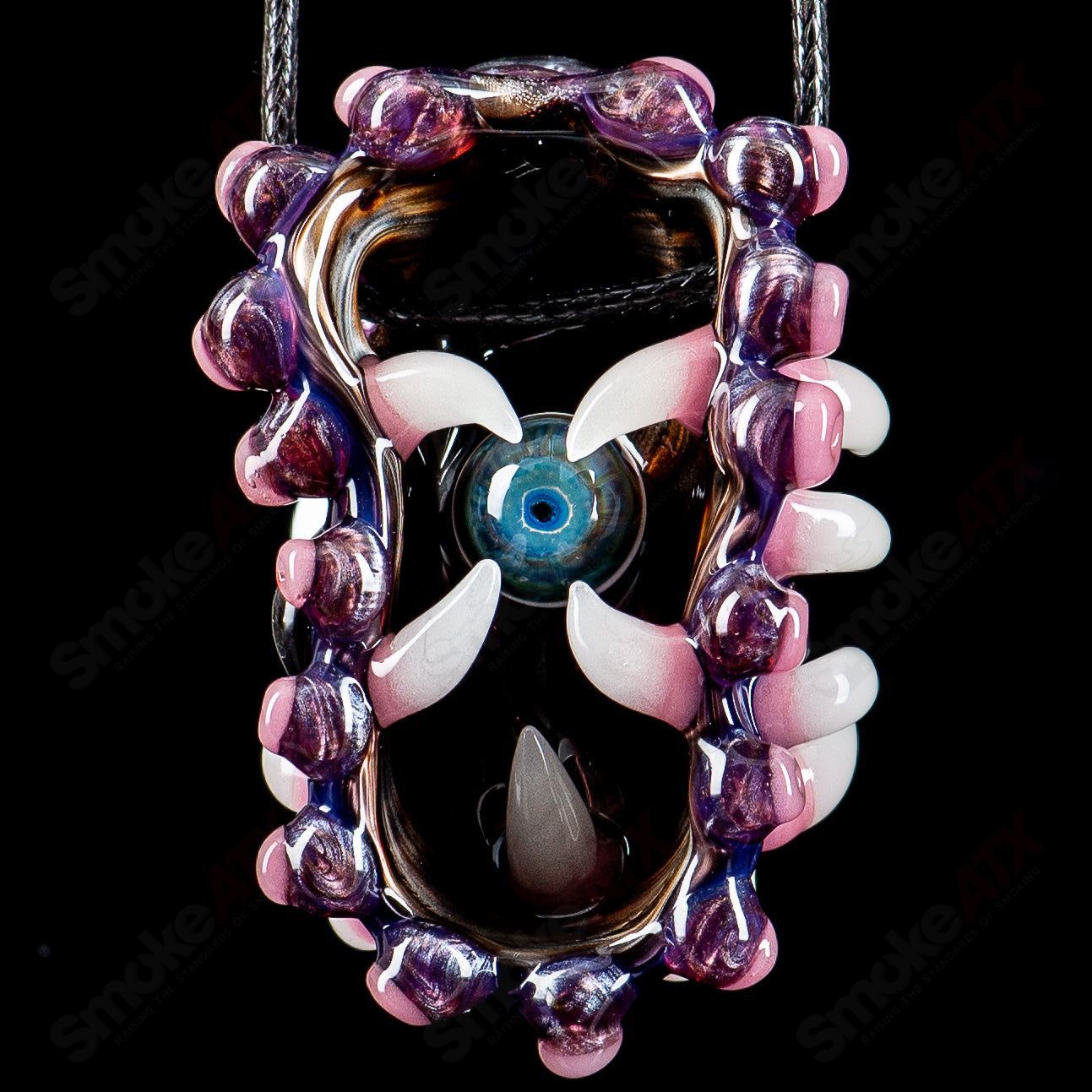 Heady glass Wook Pendant "Recall" #780 by SALT x Blu Sun, featuring intricate glasswork and vibrant colors.