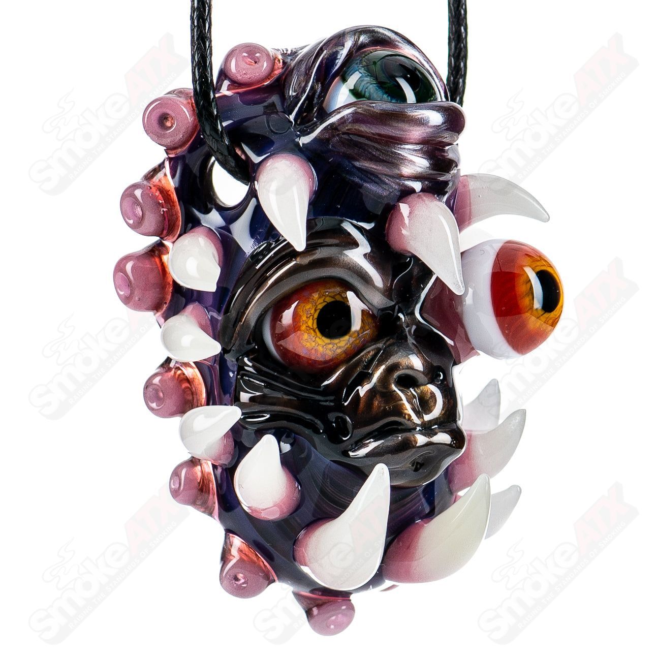 Colorful Wook Pendant "Recall" #780 by SALT x Blu Sun, Smoke ATX heady glass pendant with intricate design.