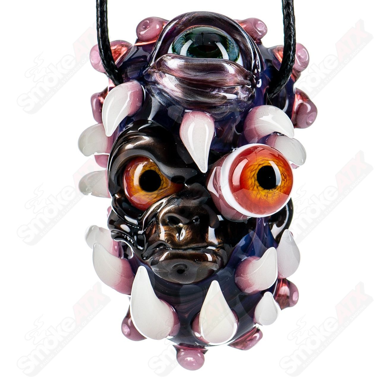 Heady glass Wook pendant "Recall" #780 by SALT x Blu Sun, featuring vibrant colors and intricate glasswork, by Smoke ATX.