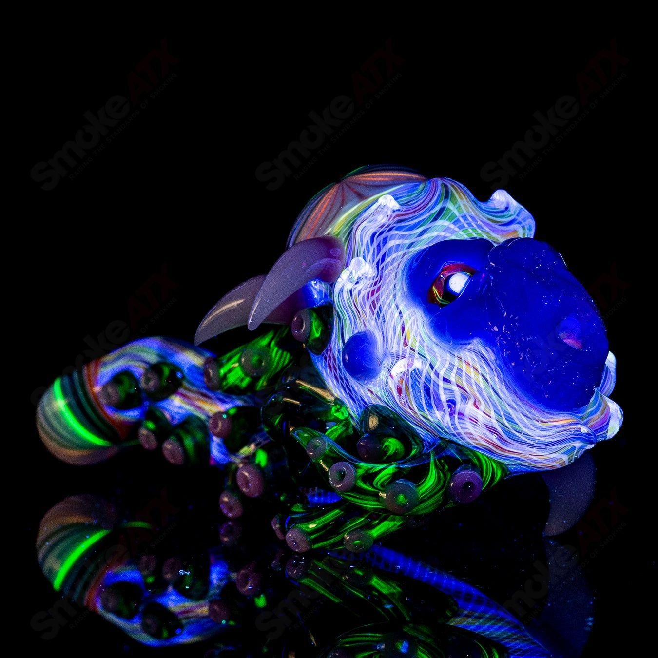 Wooklock by SALT x Blu Sun x Future Glass, heady Sherlock-style glass pipe with intricate design and clear craftsmanship.