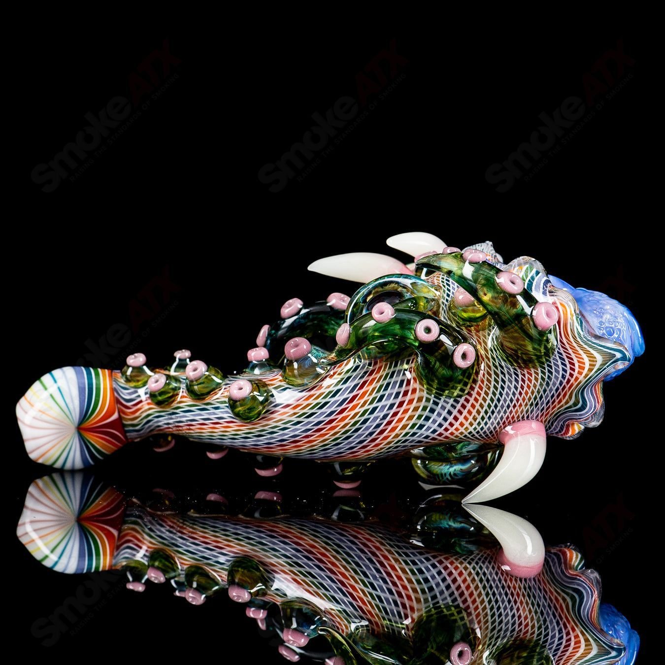 Wooklock by SALT x Blu Sun x Future Glass, heady Sherlocks glass pipe with intricate details and colorful design.