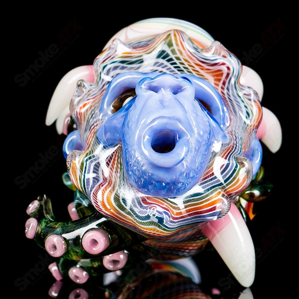 Wooklock by SALT x Blu Sun x Future Glass, handcrafted Sherlock-style heady glass pipe, Smoke ATX brand.