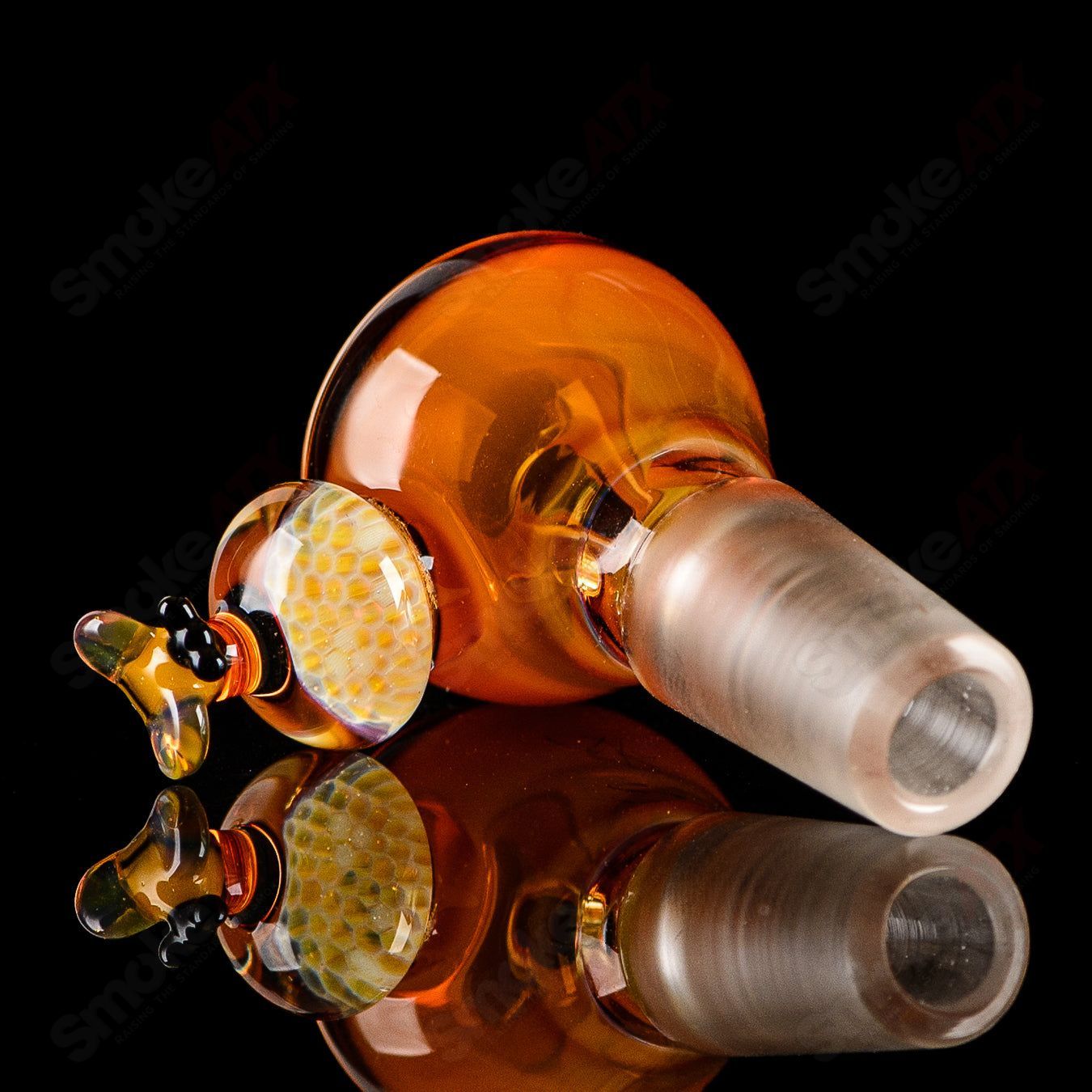 Worked Bee Hive Beaker by Joe P Glass, 2023, featuring intricate bee hive glasswork in a heady glass beaker design.