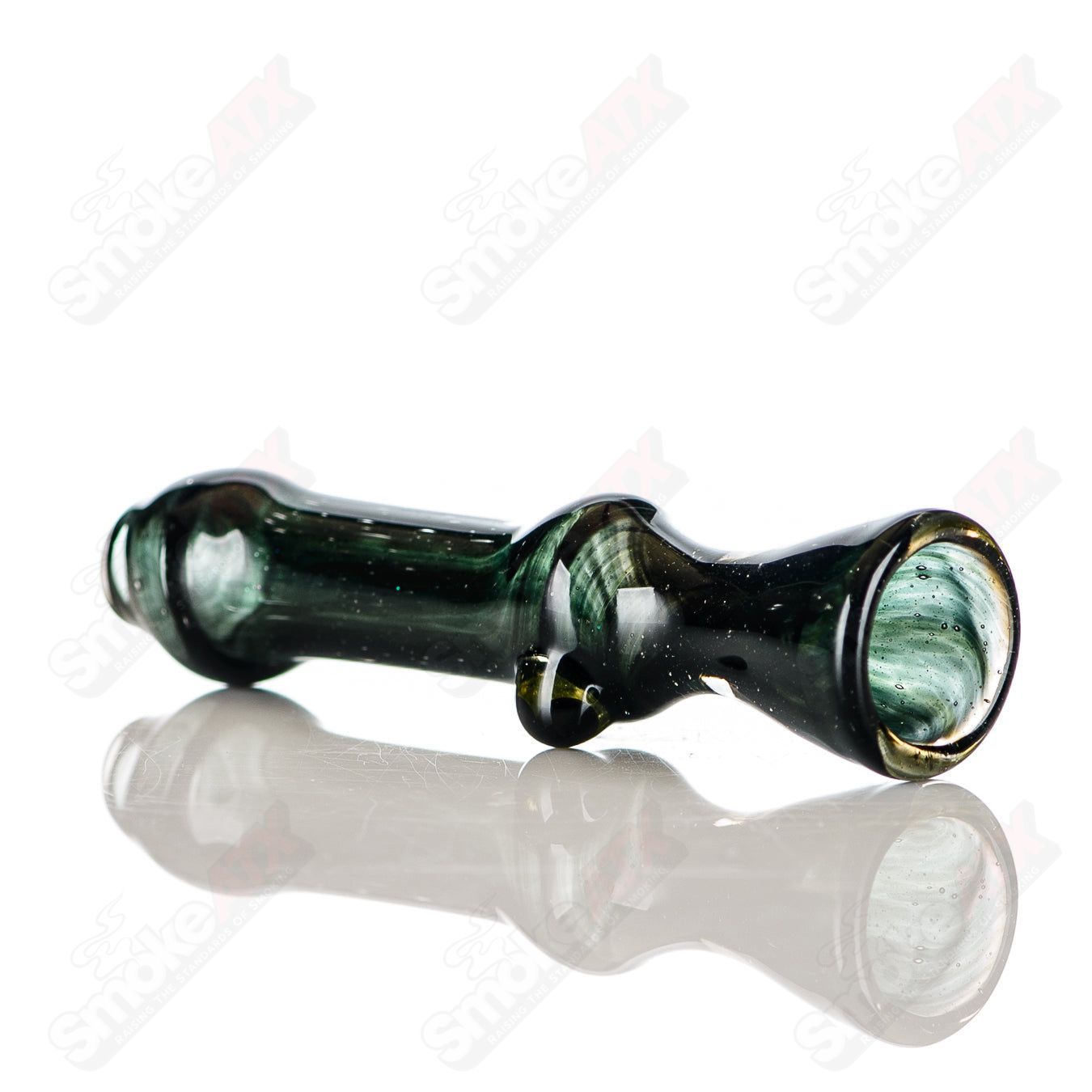 Worked UV Galaxy Chillum by Indo Glass, a colorful glass chillum with intricate worked design and UV-reactive features.