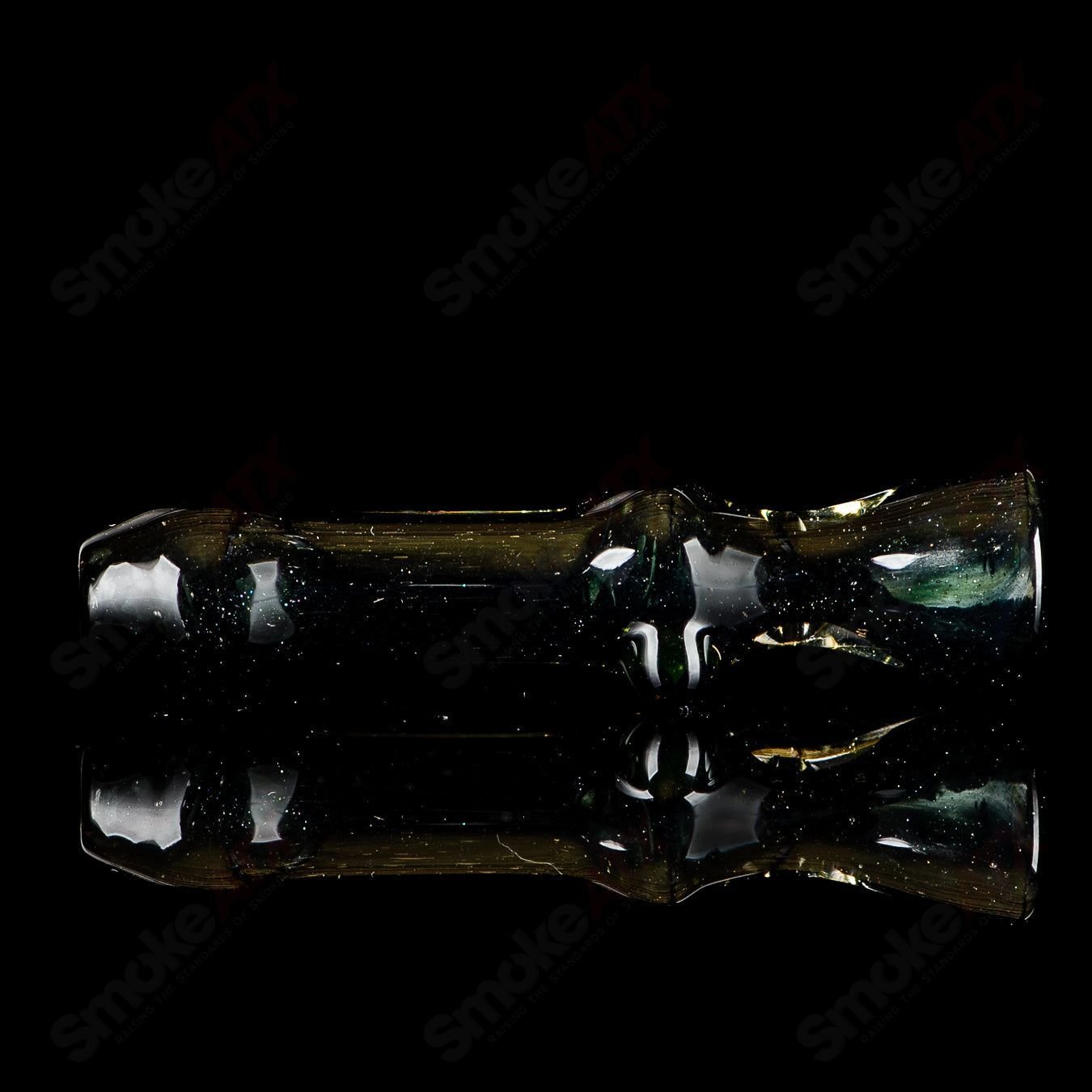 Worked UV Galaxy Chillum by Indo Glass, a glass chillum with vibrant galaxy pattern and UV-reactive design.