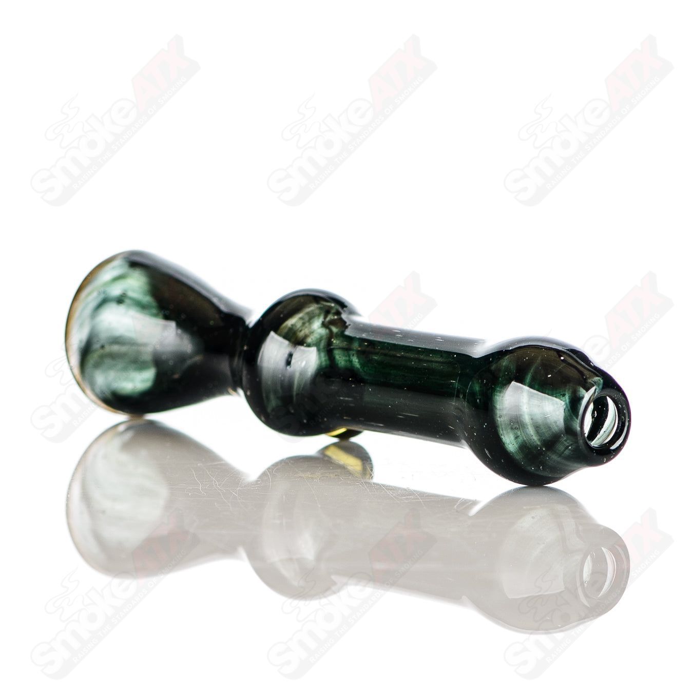 Worked UV Galaxy Chillum by Indo Glass, clear glass smoking pipe with colorful galaxy pattern and intricate design.