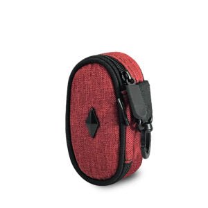 Woven burgundy 4-inch Rocket Vatra protection case by Vatra, showcasing a textured woven design with a sleek, compact shape.