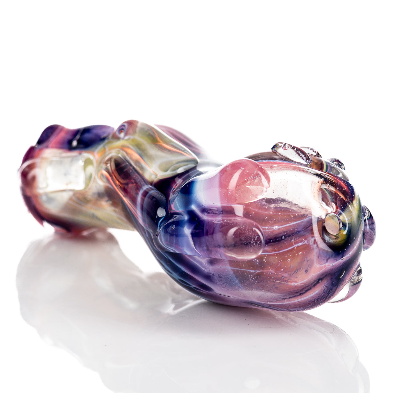 Colorful Nobody Glass donut pipe, handcrafted glass hand pipe with a donut-shaped design for smoking accessories.