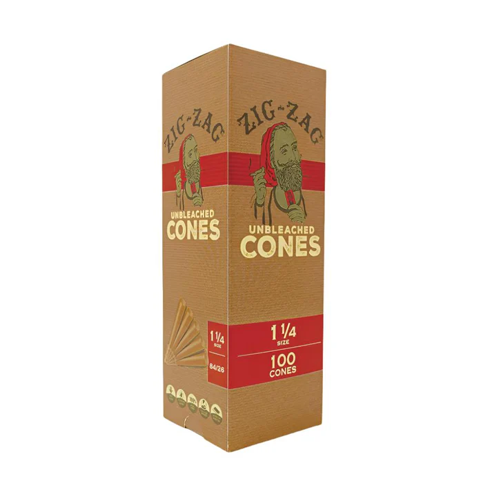 100pk 1 1/4 Unbleached Cones Zig Zag - Smoke ATX 