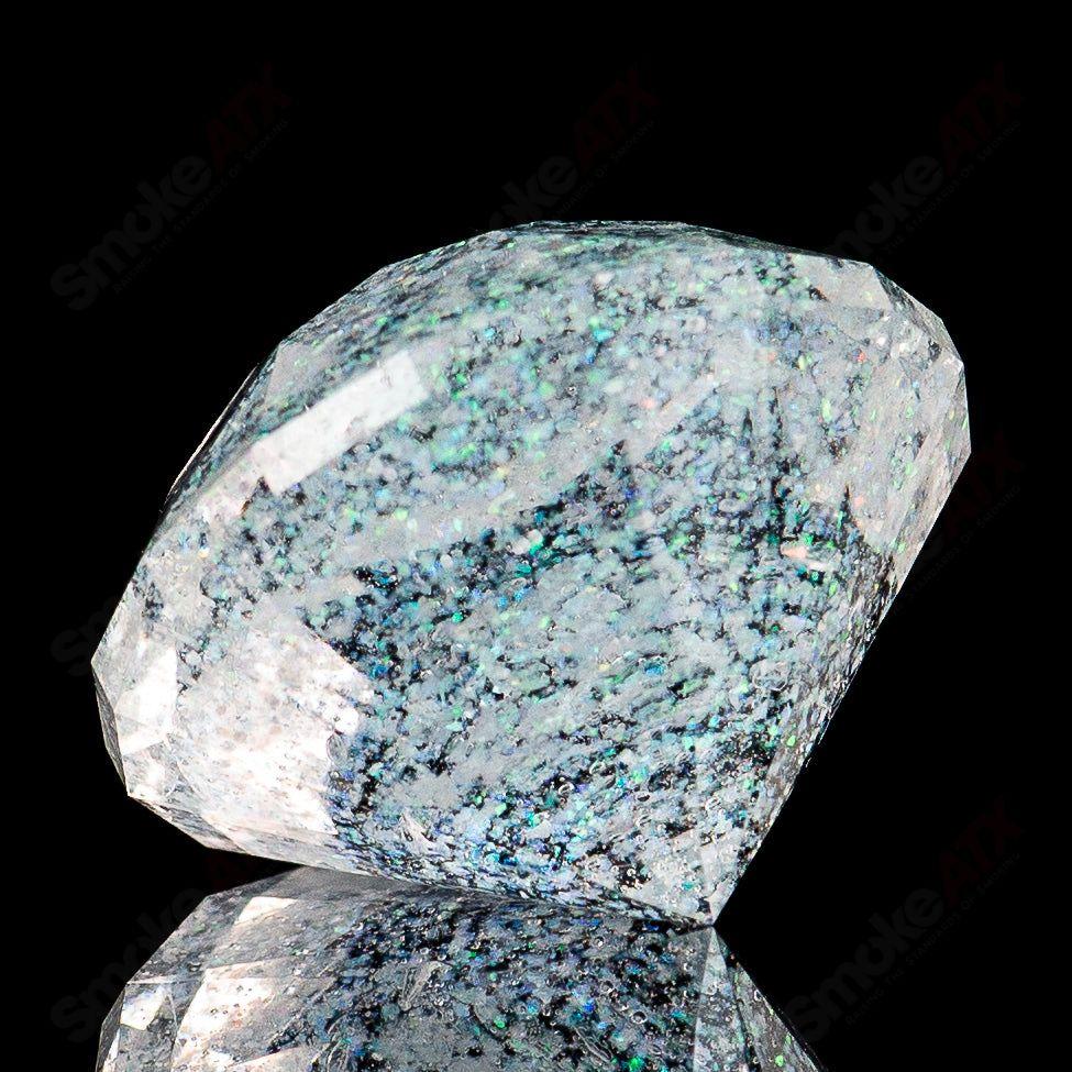 Crushed opal gem marble by Fatal Facets, Heady Glass marbles with colorful, reflective crushed opal patterns and intricate glass design.