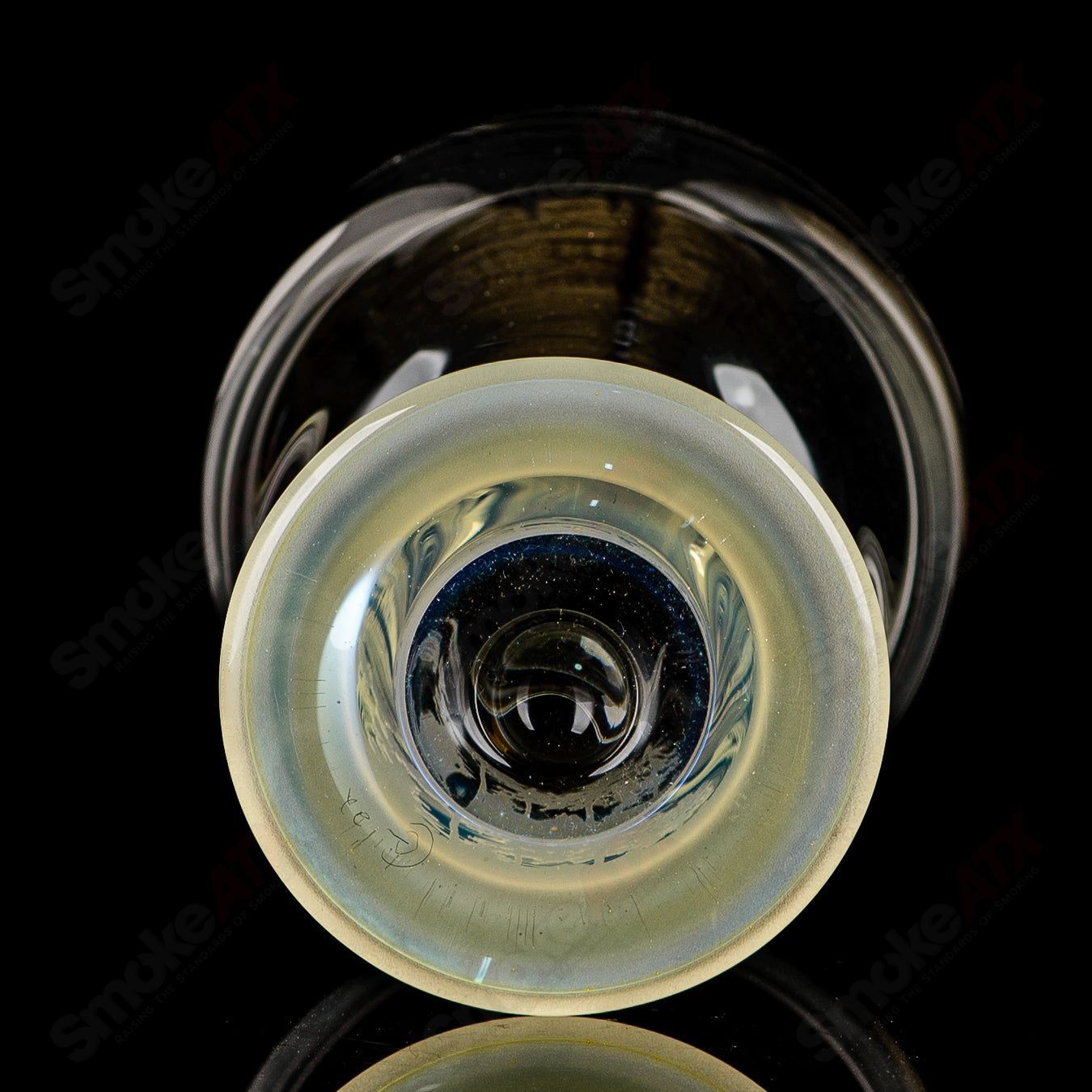 Yellow Footed IPA drinking glass by Chad G, a colorful heady glass cup with detailed foot design for craft beer enthusiasts.