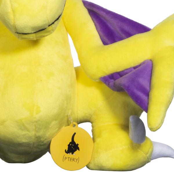 Yellow and purple Ptery Elbo Plush from Elbo Glass, soft and colorful lifestyle plush toy with vibrant hues.