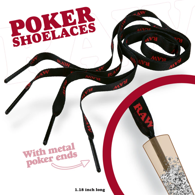 RAW Shoe Laces with Metal Poker Tips - Smoke ATX 