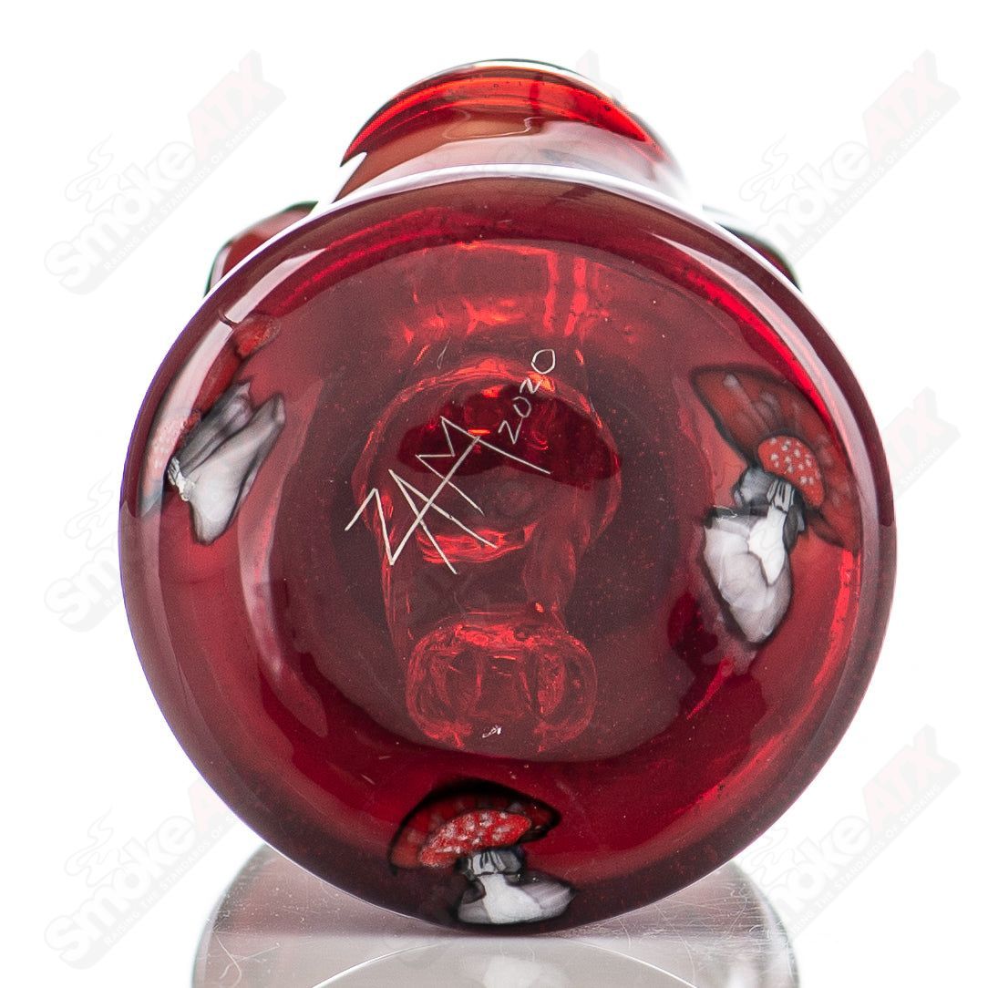 ZAM Mushroom Milli Lady Rig, a colorful glass concentrate rig with mushroom and ladybug designs, for dabbing concentrates.
