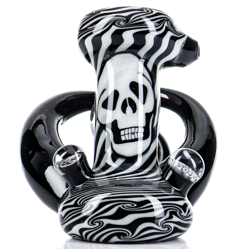 Black and White Skull Dry Hammer w Horns Moo Glass