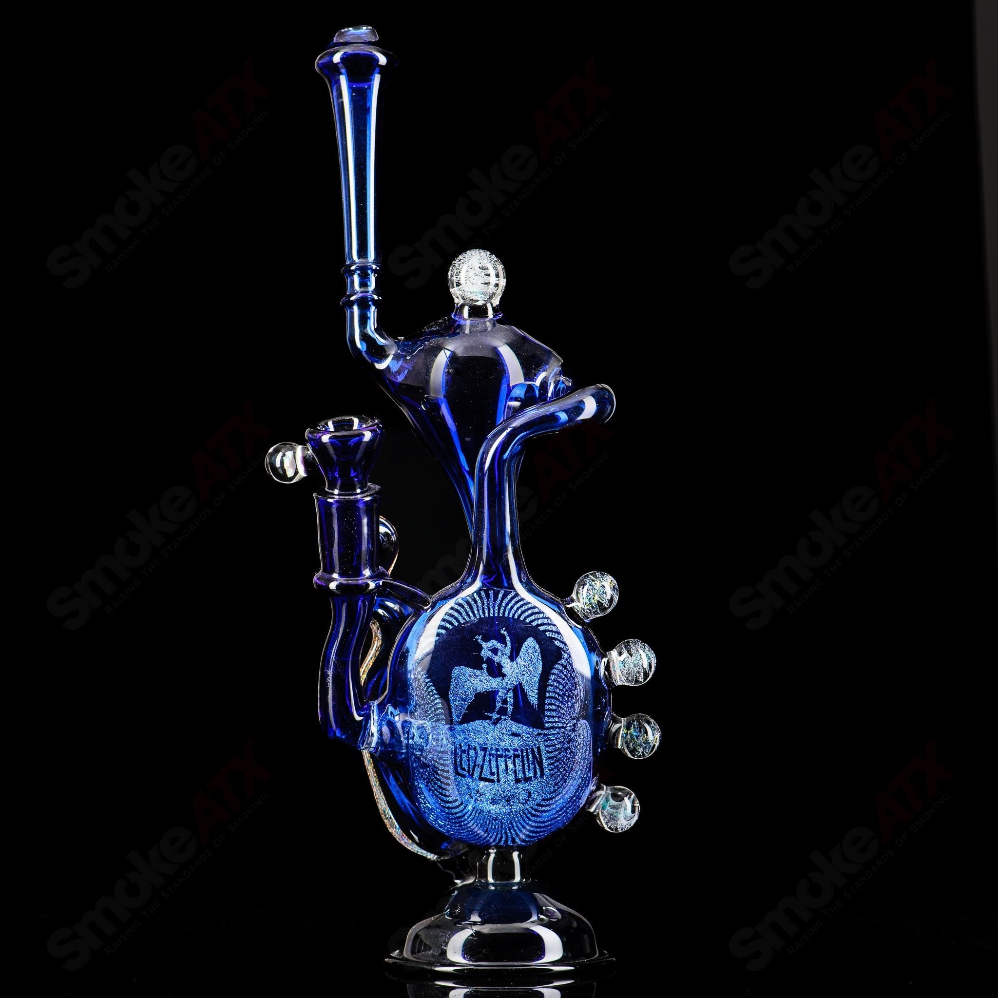Blue Led Zepplin Recycler by Mongrel Glass
