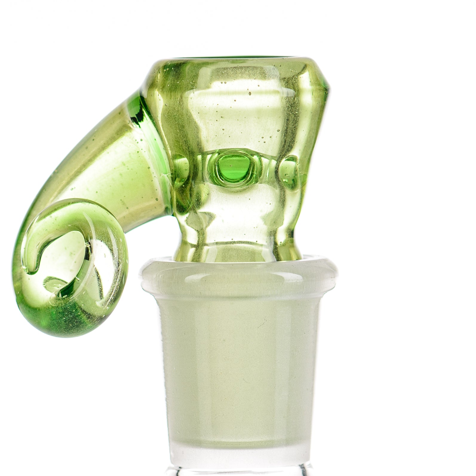 Black T Glass Chartreuse 18mm full accent slide bowl with black T glass T-shaped design, featuring a black glass bowl and colorful accents.
