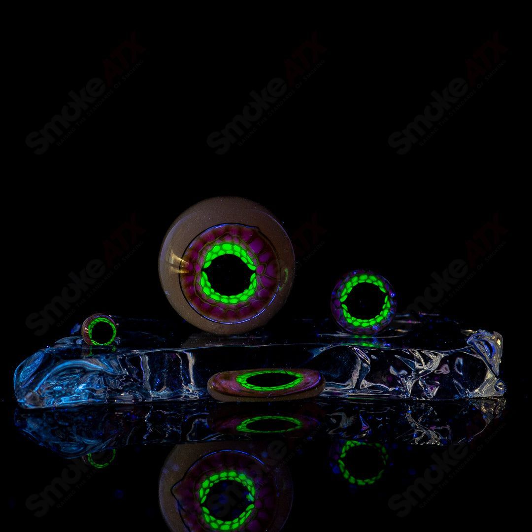 Deluxe Eye Slurper Set by Indo Glass featuring colorful glass slurpers for enjoyable smoking sessions.