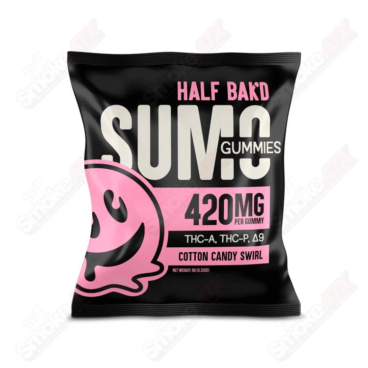 2pk 420mg Cotton Candy Swirl SUMO Gummies (THC-A/THC-P/D8) Half Bak'd