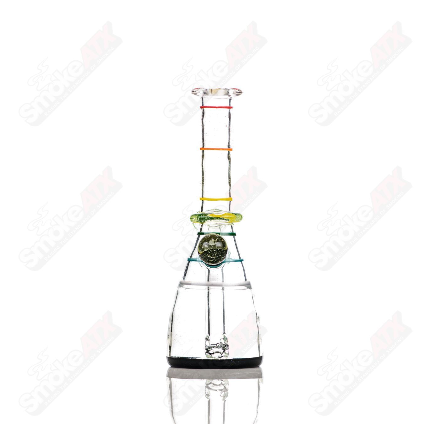 Dustorm Glass 10mm UV Secret Double Rainbow Tube concentrate rig with vibrant rainbow glass design and UV-reactive features.