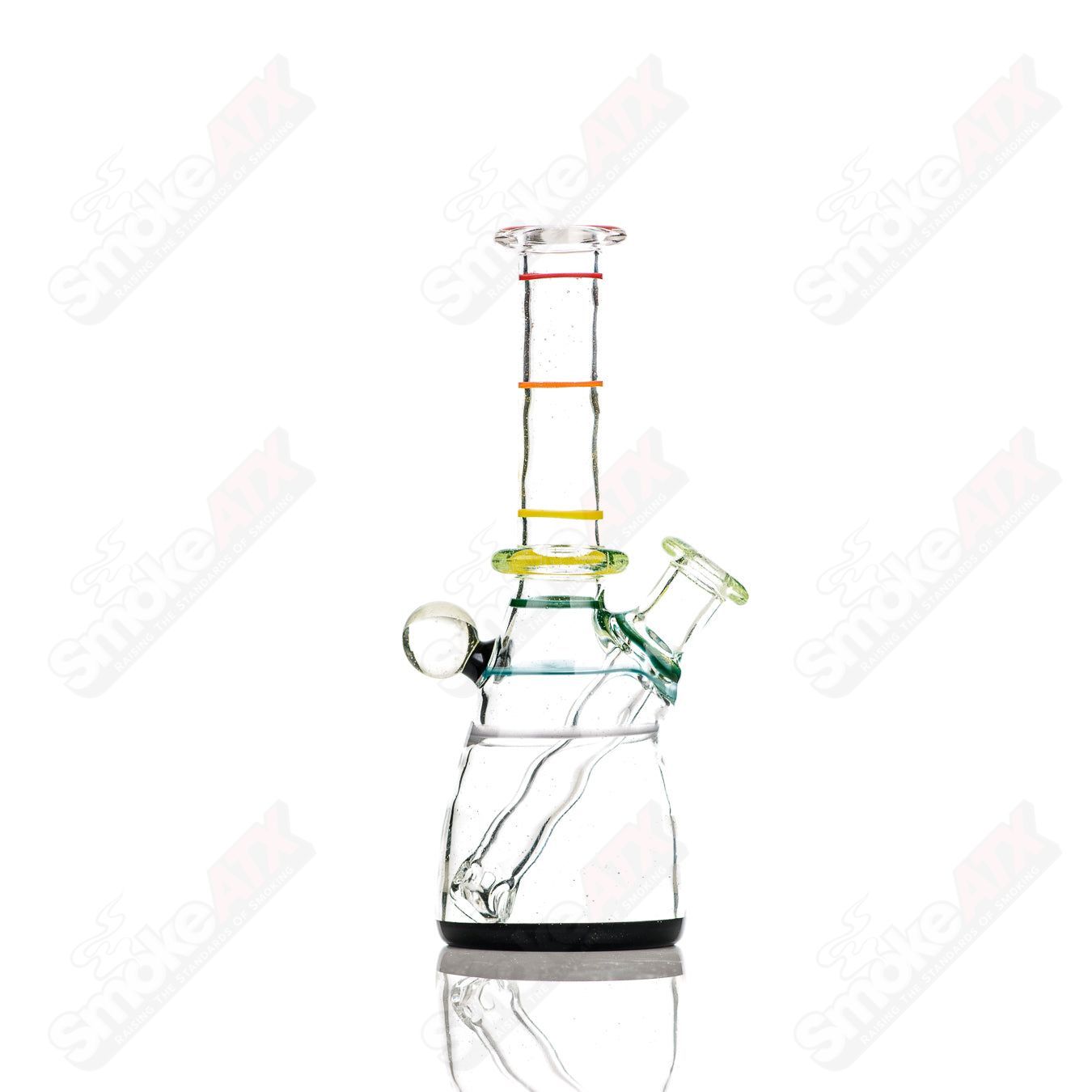 10mm UV Secret Double Rainbow Tube Dustorm Glass concentrate rig with vibrant rainbow finish and clear glass accents.