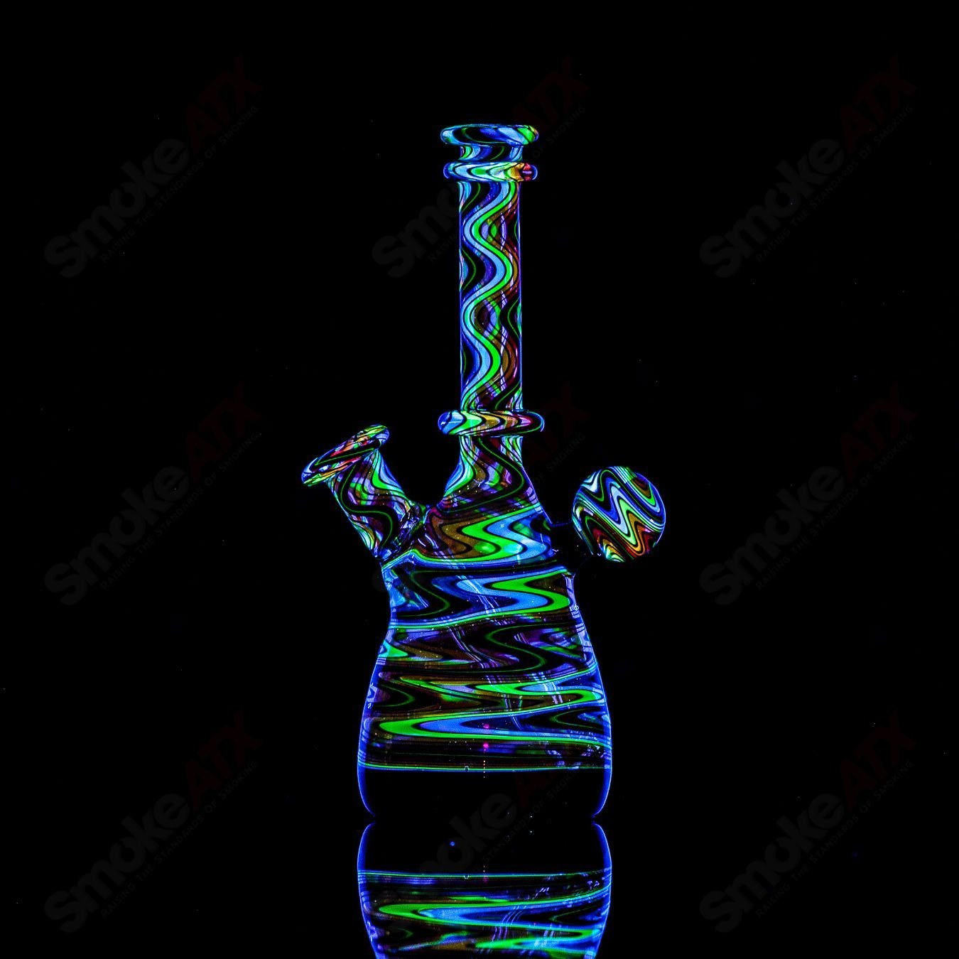 Glass Waterpipe Mini Tube by Dustorm Glass featuring 10mm UV secret rainbow design and compact dustorm style.