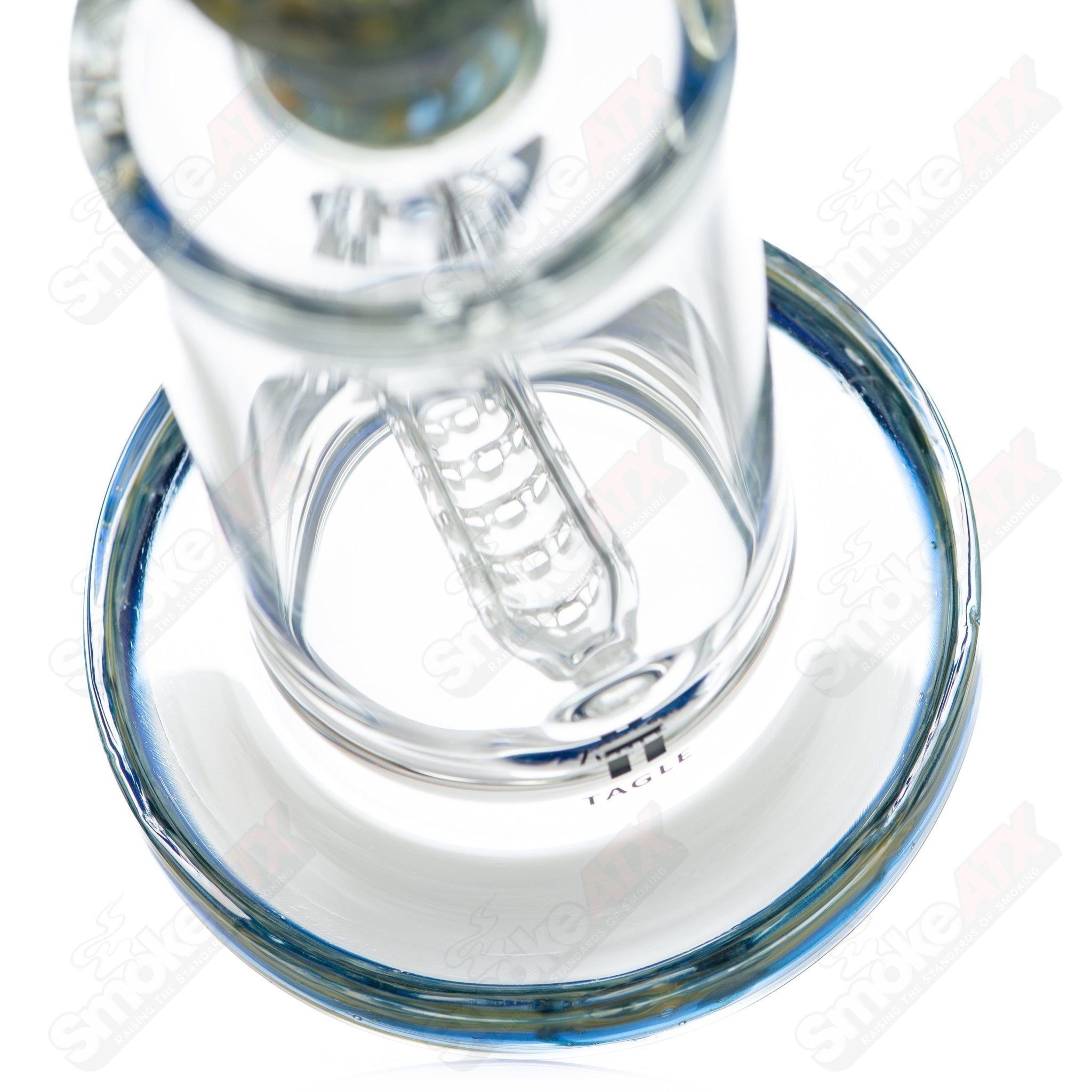 Tagle Glass 14mm 60mm Wrap n Rake Inline Waterpipe Tube, clear glass with detailed design, designed for smooth smoking experience