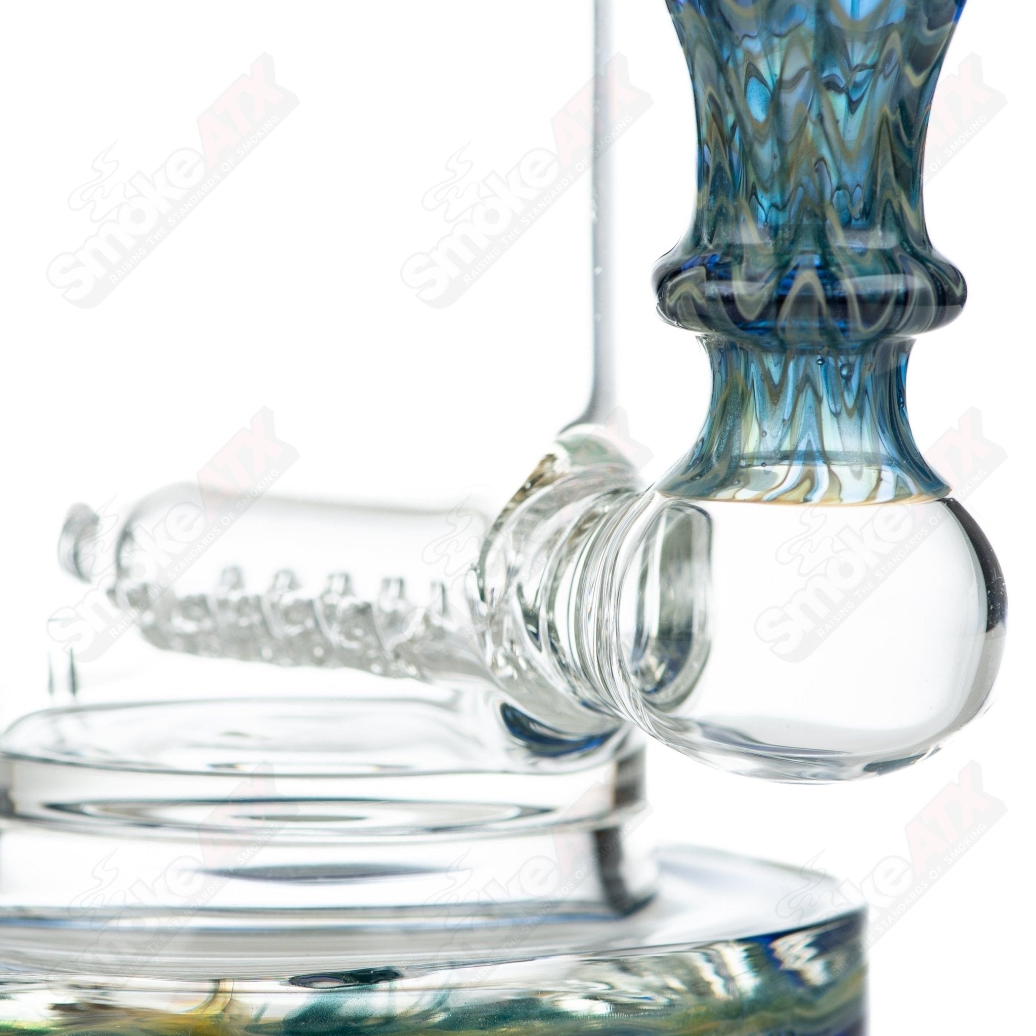 Tagle Glass 14mm 60mm Wrap n Rake Inline Tube Waterpipe, clear glass with detailed design for smooth smoking experience
