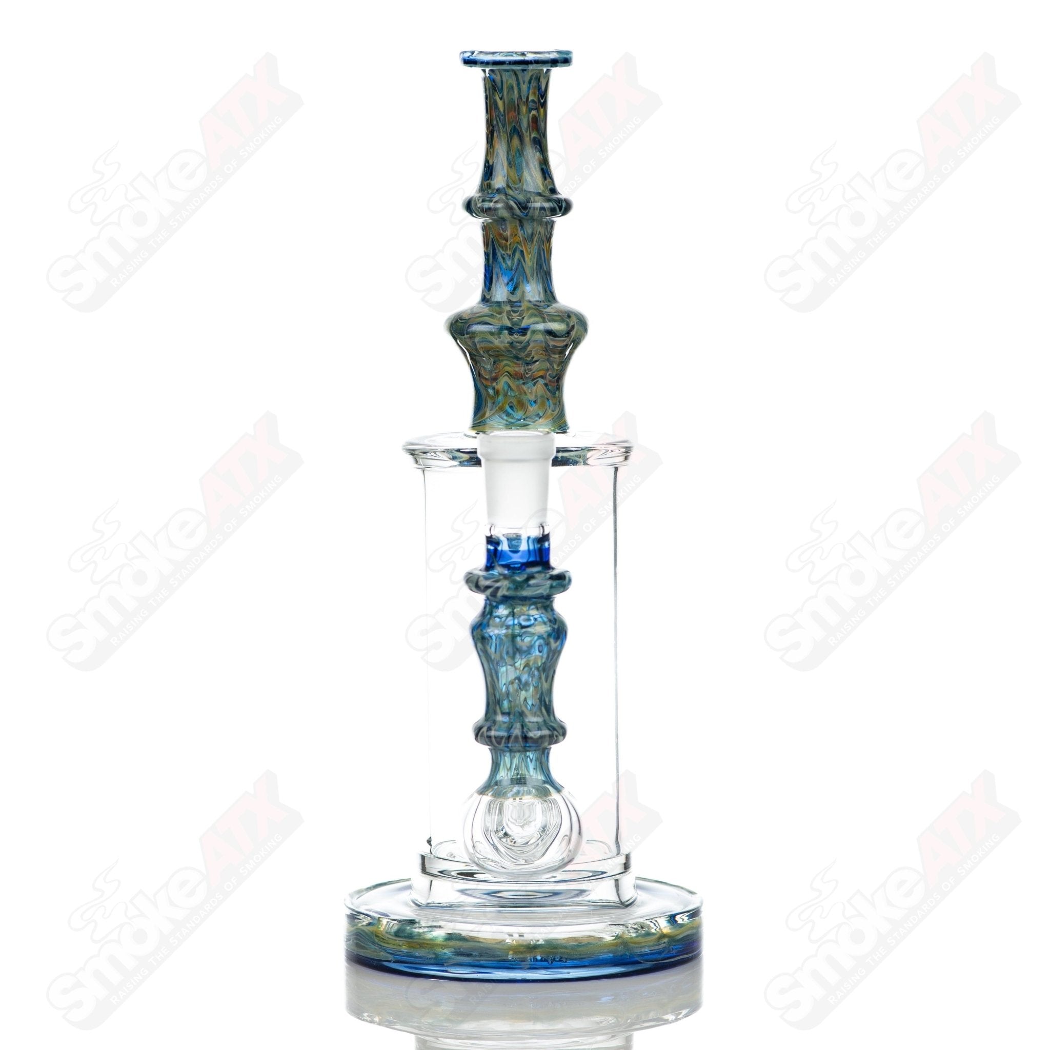 Tagle Glass 14mm 60mm Wrap n Rake inline waterpipe tube featuring clear glass design and intricate raked pattern.