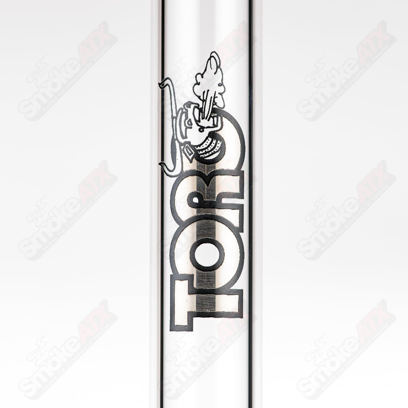 Toro 14mm full size macro ISF straight glass tube for smoking, showcasing clear glass with precise craftsmanship.