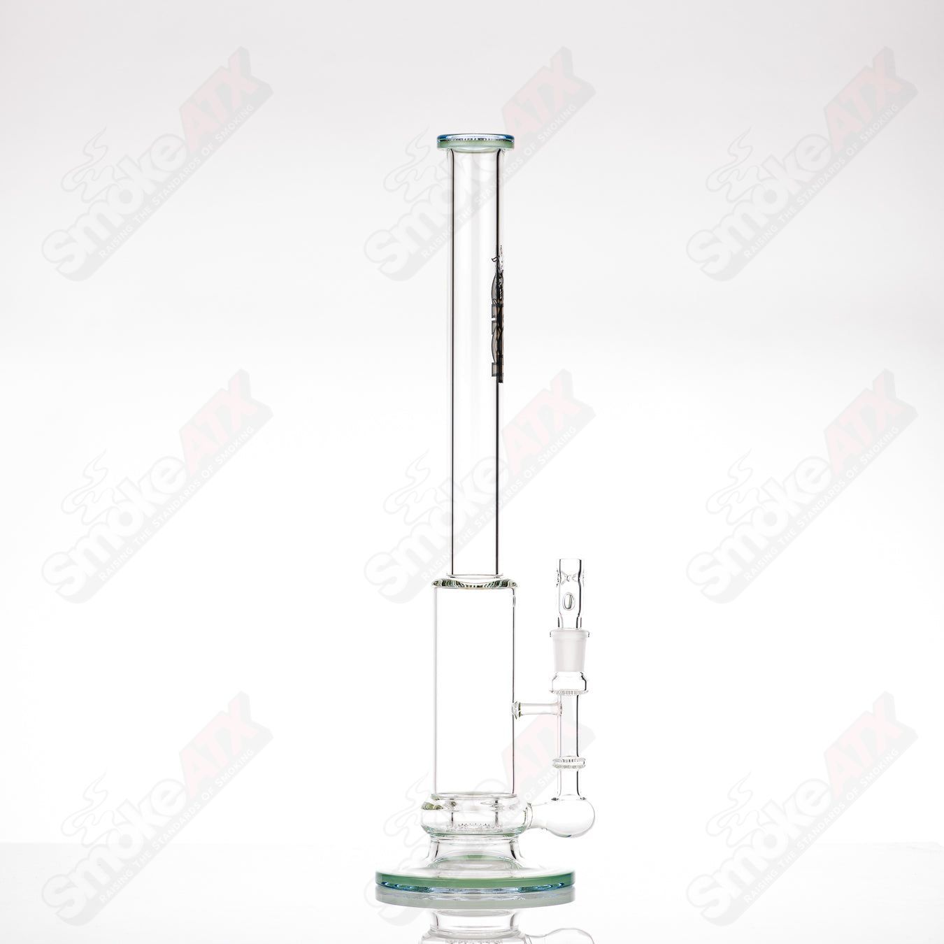 Toro 14mm full size macro ISF glass straight tube for smoking, featuring clear glass design with intricate macro details.