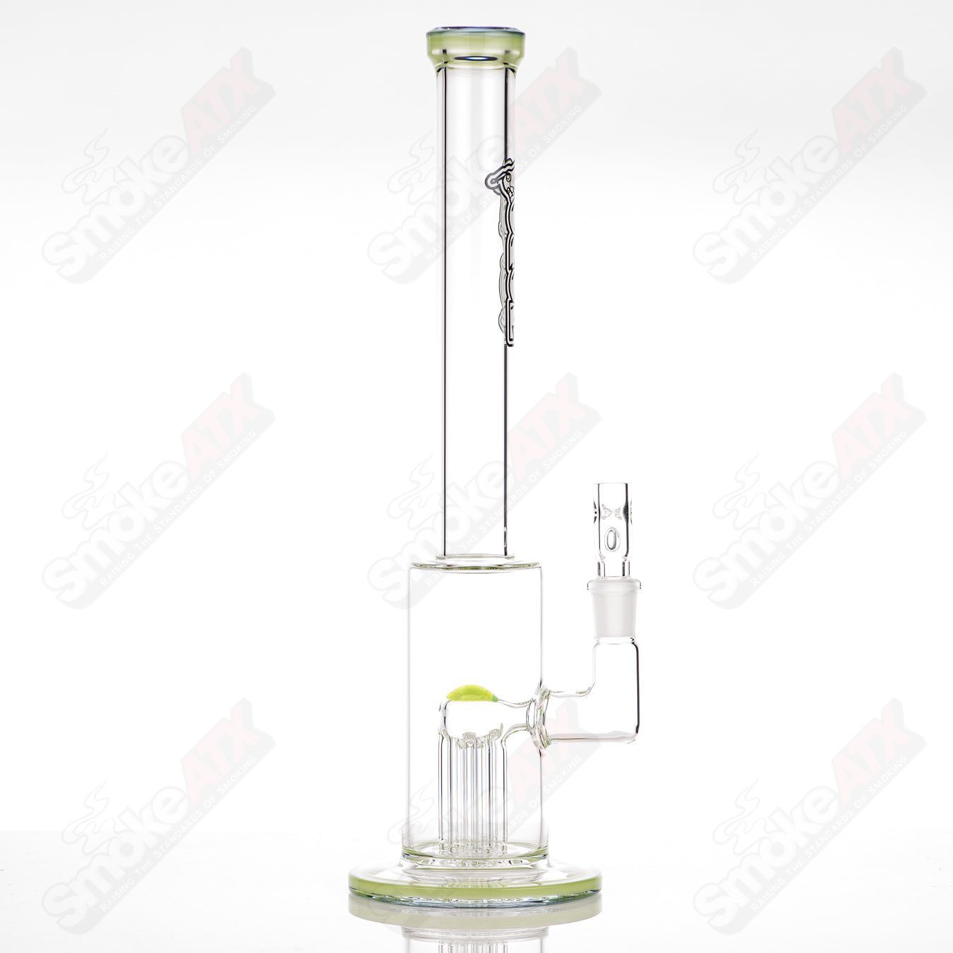 14mm Toro Mini Tree Glass Straight Tube with colorful accent design, featuring a compact, clear glass construction and vibrant details.