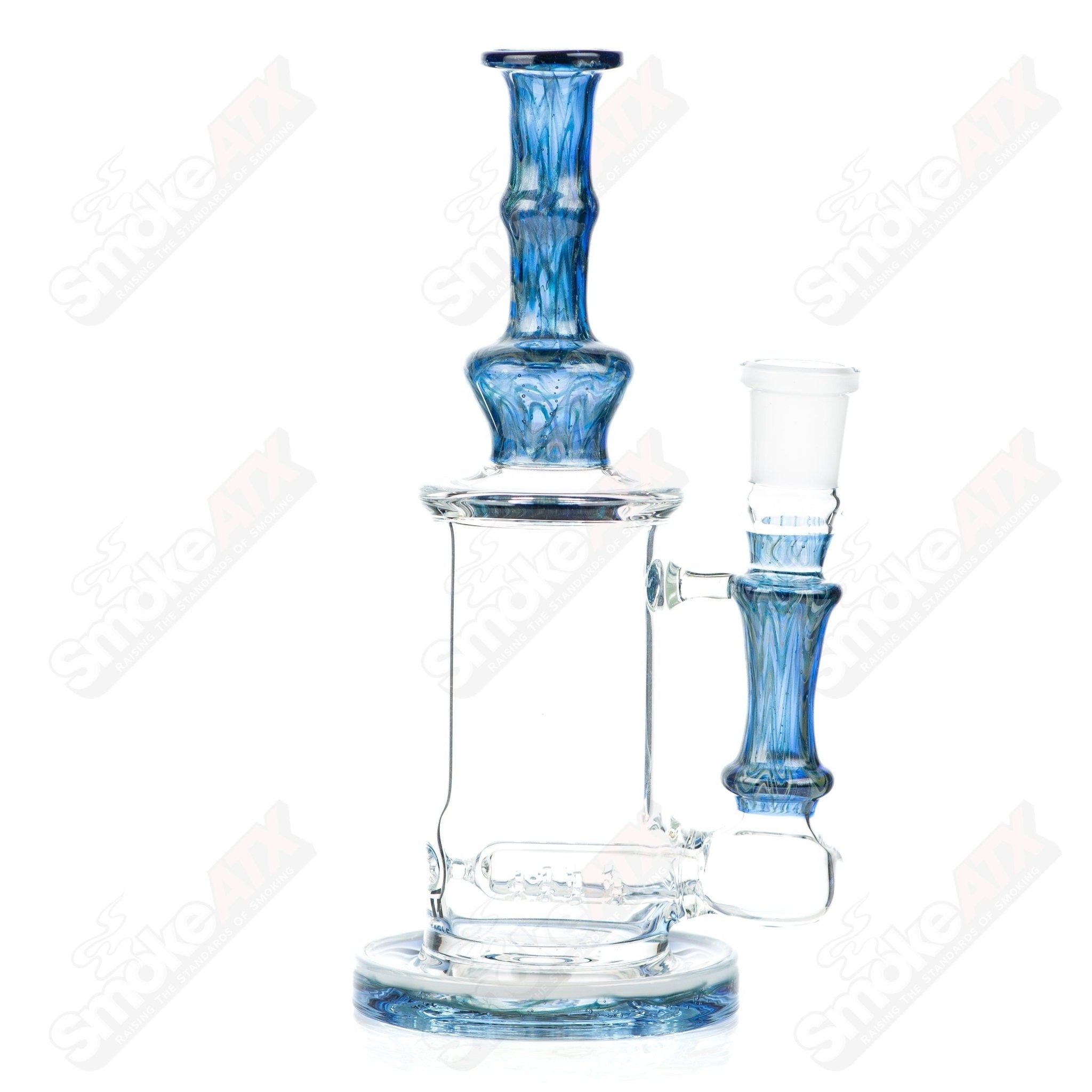 Tagle Glass 18mm 50mm Wrap n Rake Inline Tube Bubbler with clear glass and intricate design details.