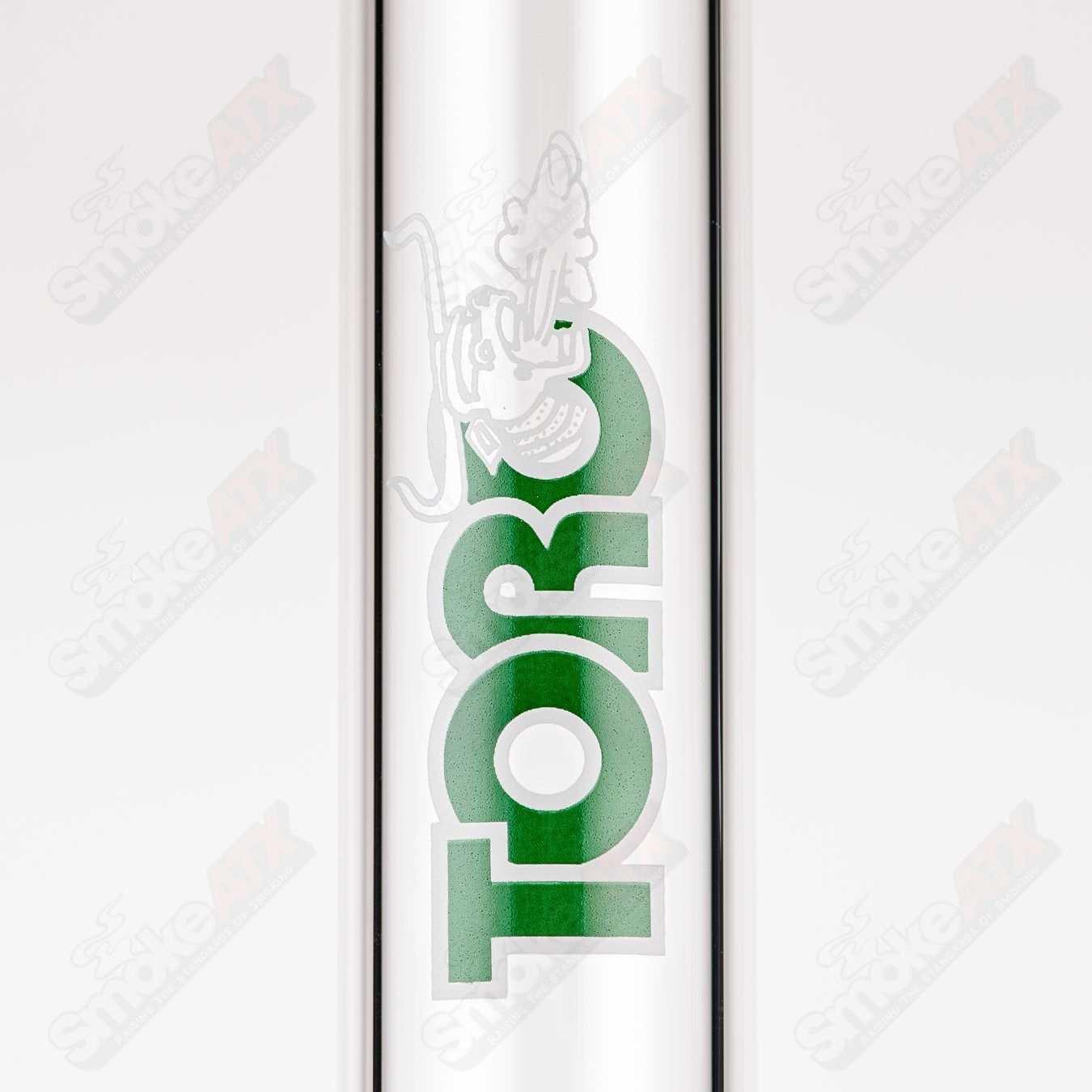 Toro 18mm 7/13 arm perc straight glass tube with color cap, designed for smooth smoking experience.