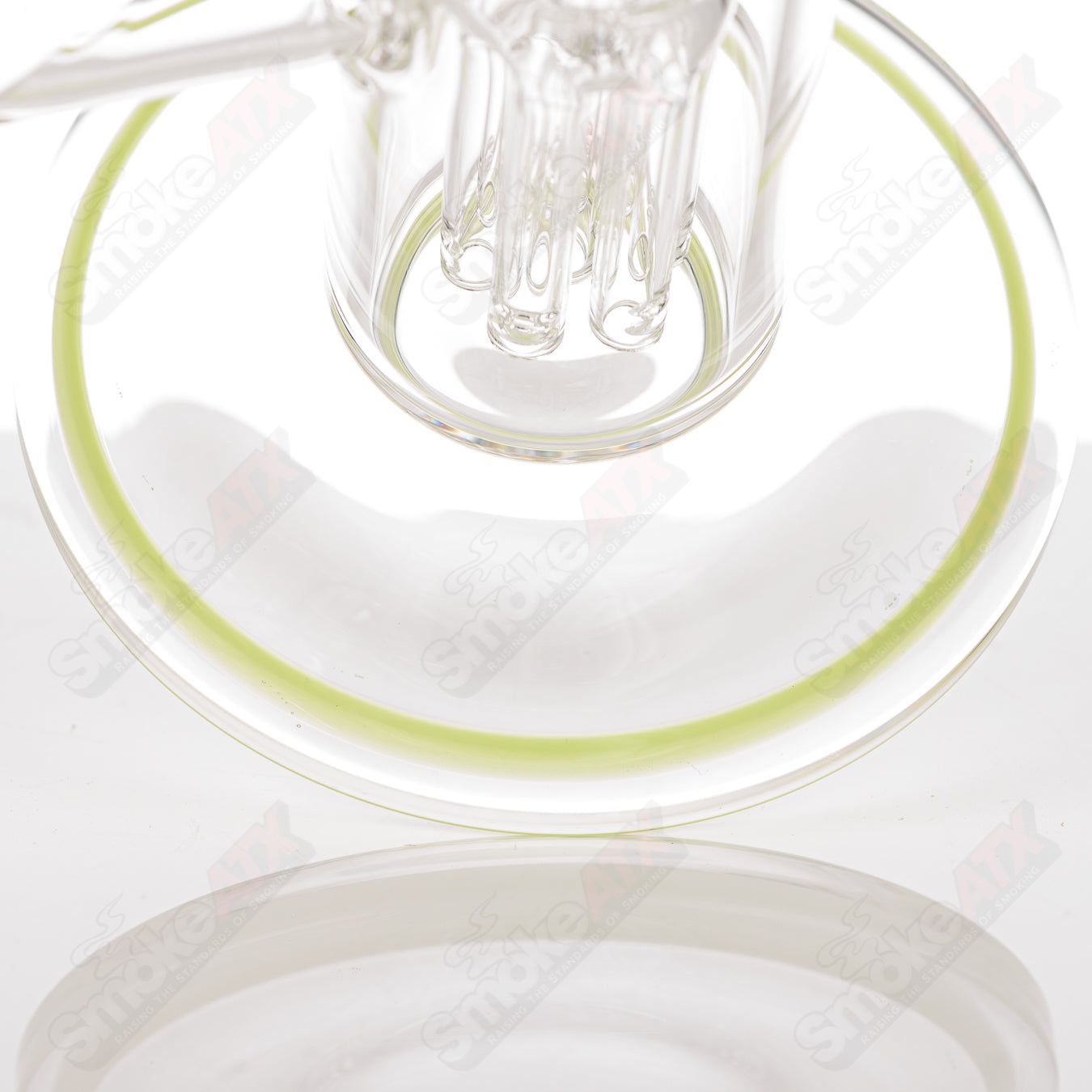 Toro 18mm 7/13 arm perc straight glass tube with worked sections, designed for smooth filtration and enhanced style.