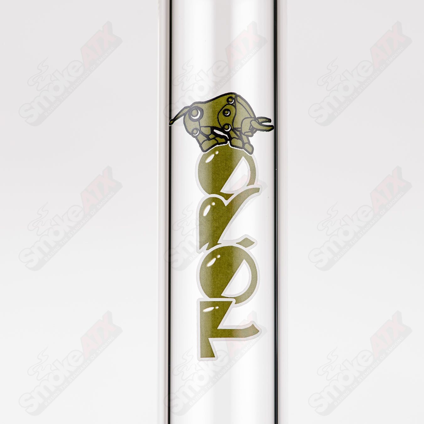 Toro 18mm 7/13 arm perc straight glass tube with worked sections, designed for smooth smoking experience.
