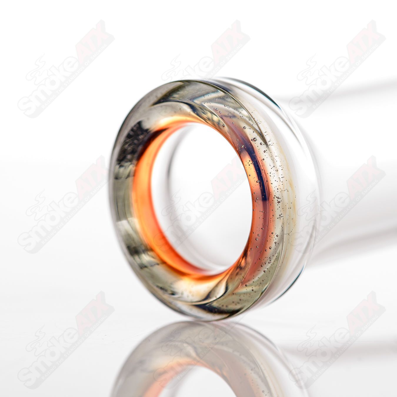 Toro 18mm circular to 13-arm perc glass straight tube with color foot and mouthpiece accents, designed for smooth smoking experience.