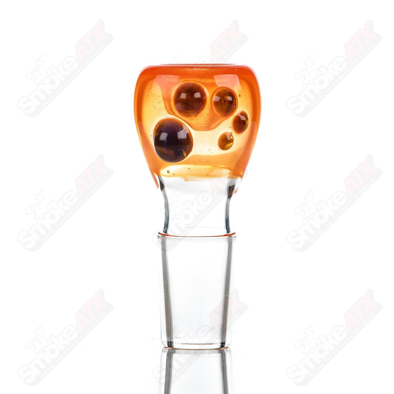Colorful 18mm Dustorm Glass push-slide bowl for smoking, featuring vibrant full-color design and clear glass construction.