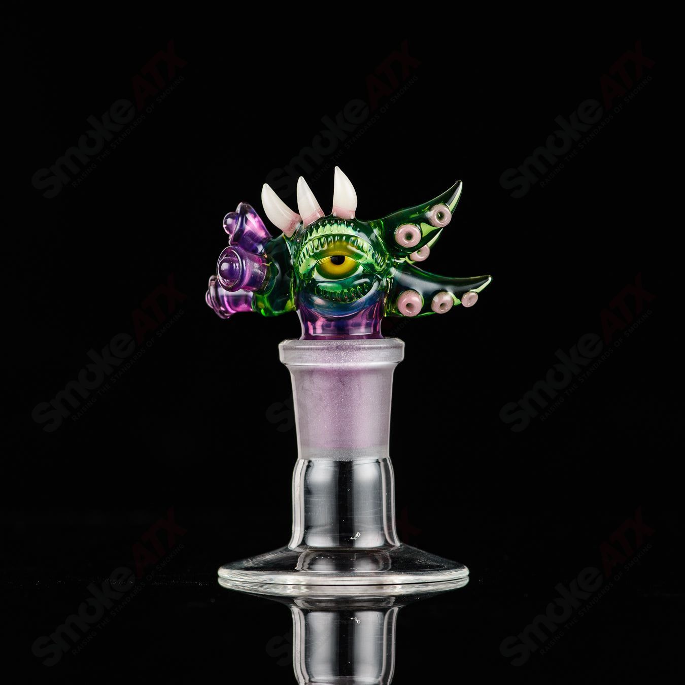 Salt Glass 19mm 3-hole UV slide for Heady Glass bowls, featuring vibrant UV-reactive glass and SPG x SALT branding.