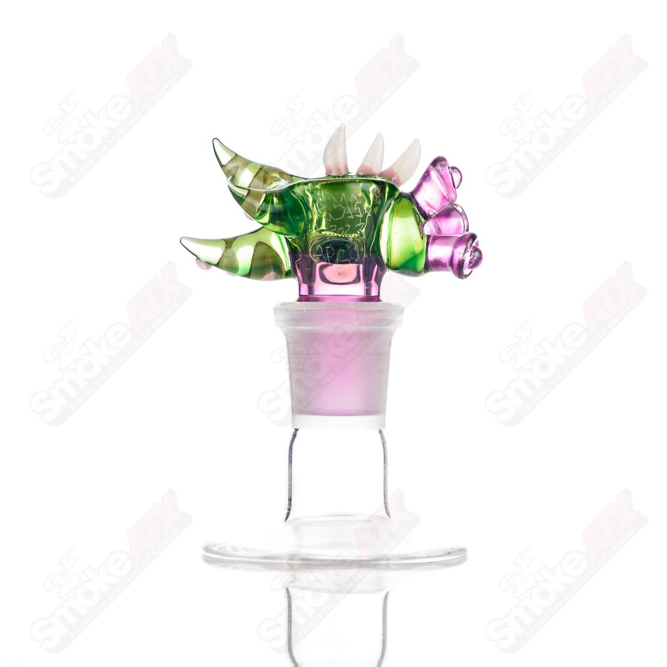 Salt Glass 19mm 3-hole UV slide for SPG x SALT Heady Glass bowls, featuring vibrant UV-reactive design and durable glass construction.