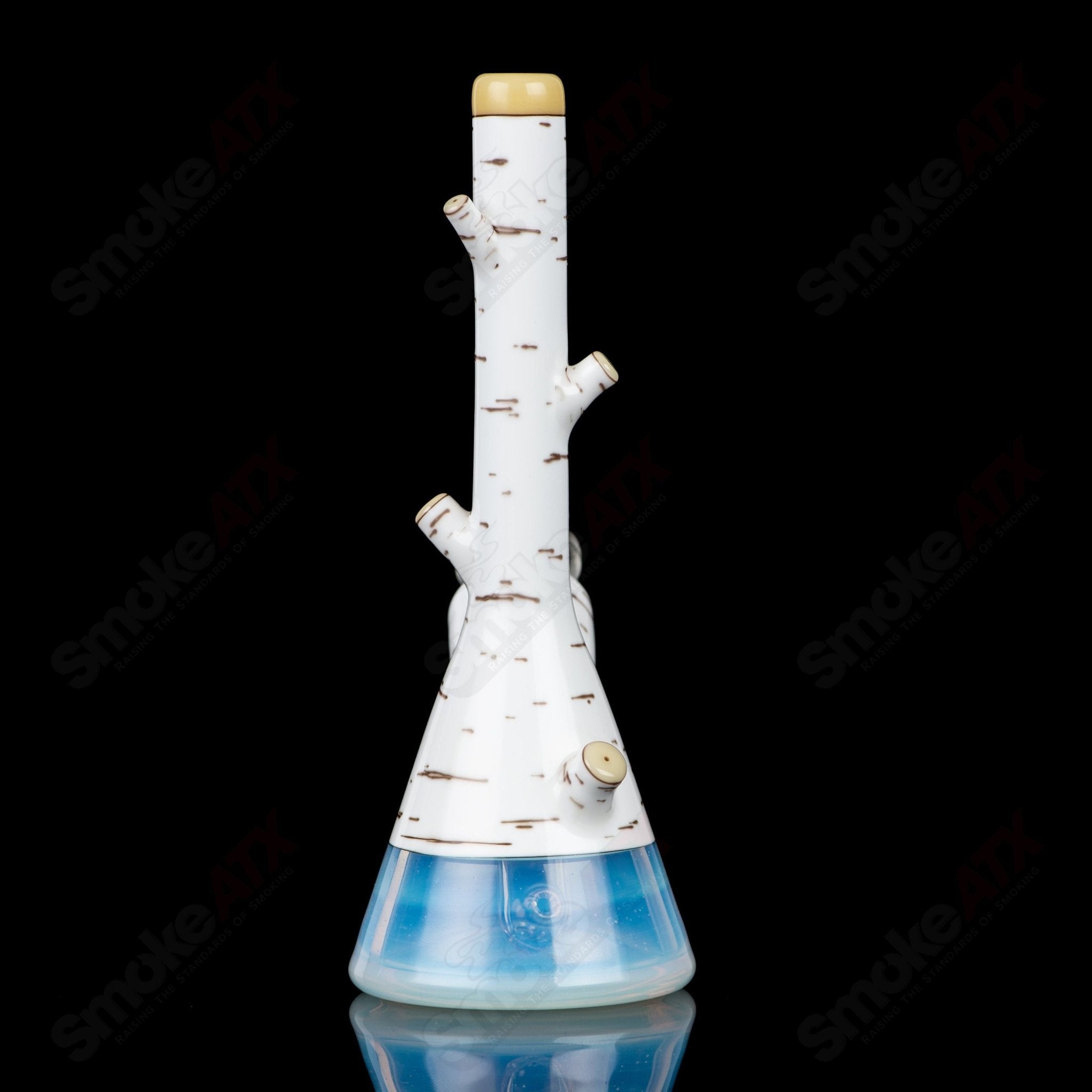Foster Glass Birch Mini Tube Heady Glass with colorful glass accents and compact design for easy handling.