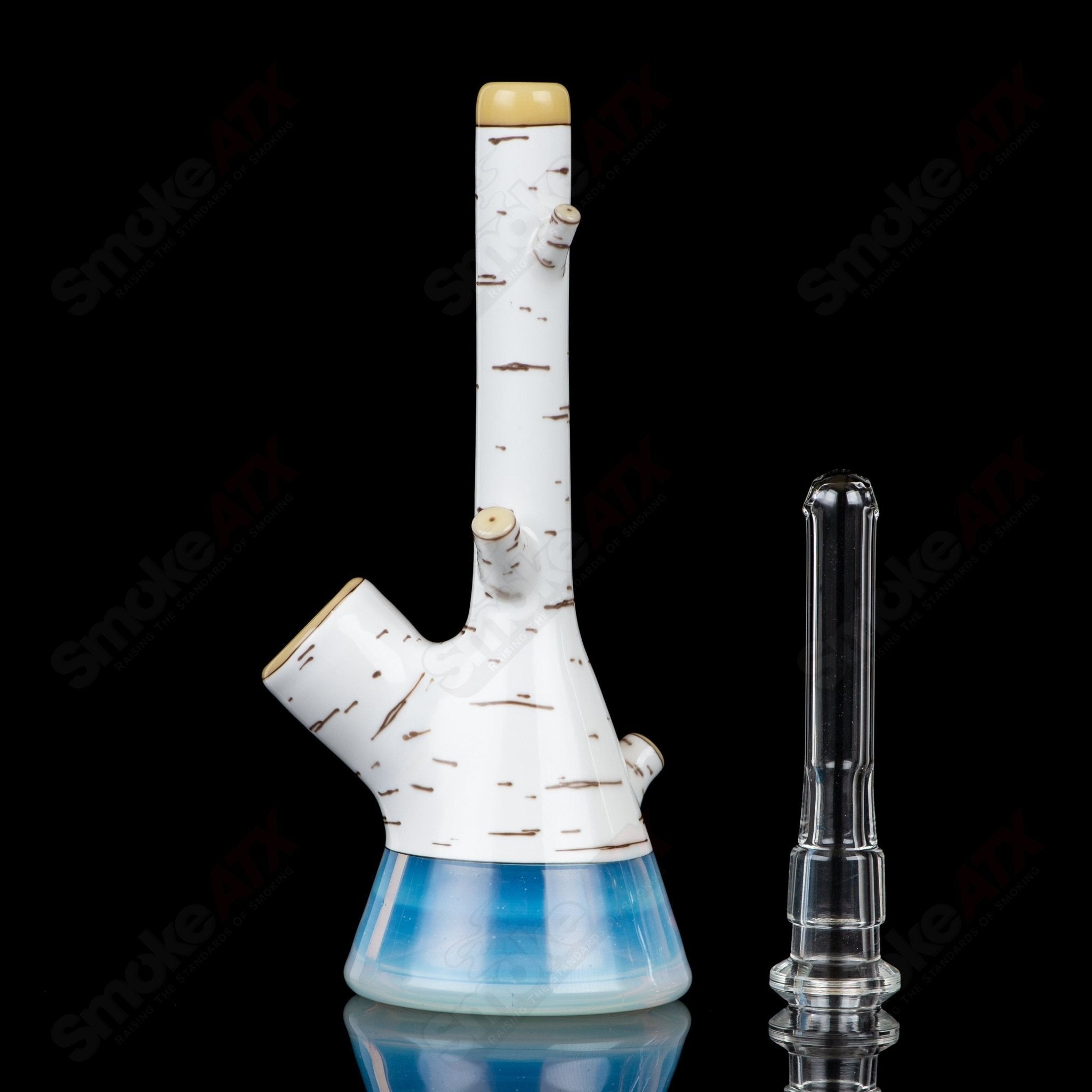 Foster Glass Birch Mini Tube Heady Glass with clear glass and intricate design, compact and stylish for personal use