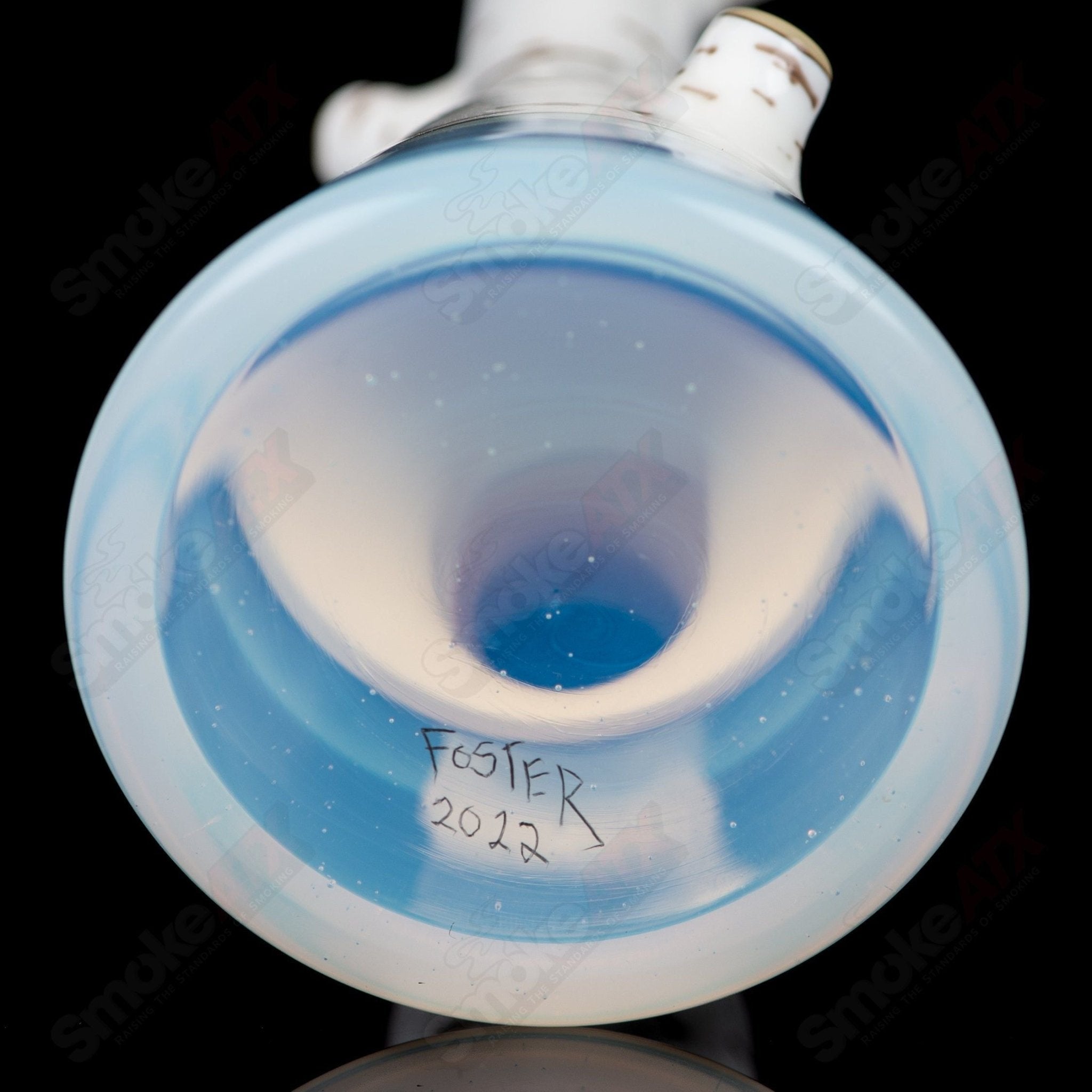 Foster Glass Birch Mini Tube Heady Glass with clear glass and intricate design, compact and stylish for smoking enjoyment.