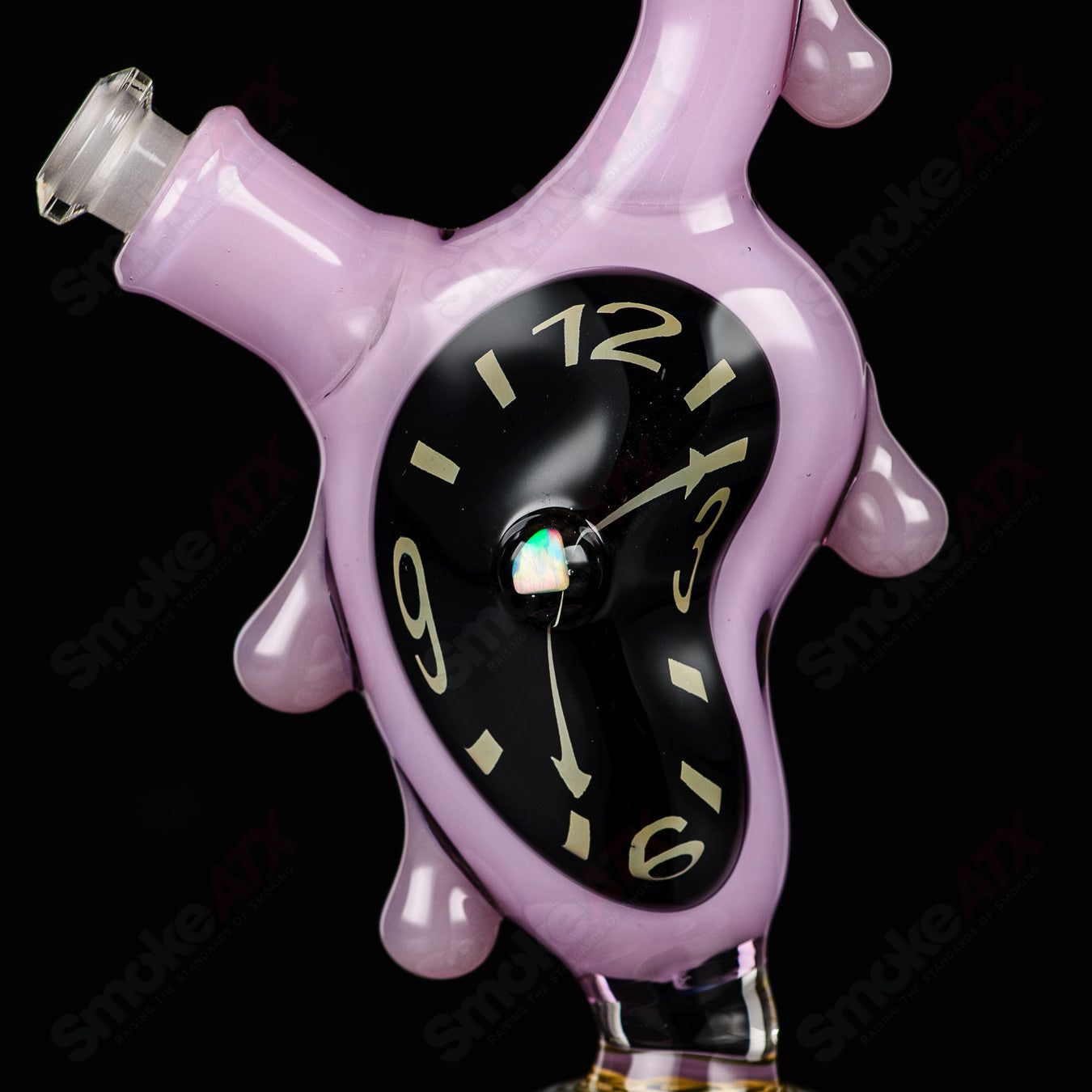 1 Dali Melting Clock Rig w Opal Accent by Scoby Glass - Smoke ATX