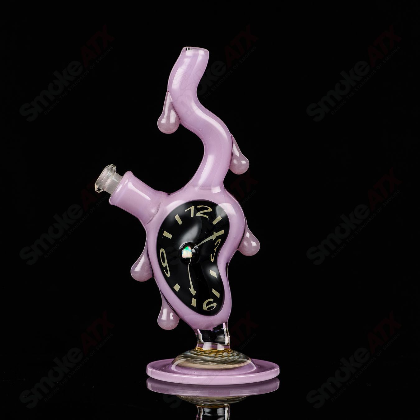 1 Dali Melting Clock Rig w Opal Accent by Scoby Glass - Smoke ATX