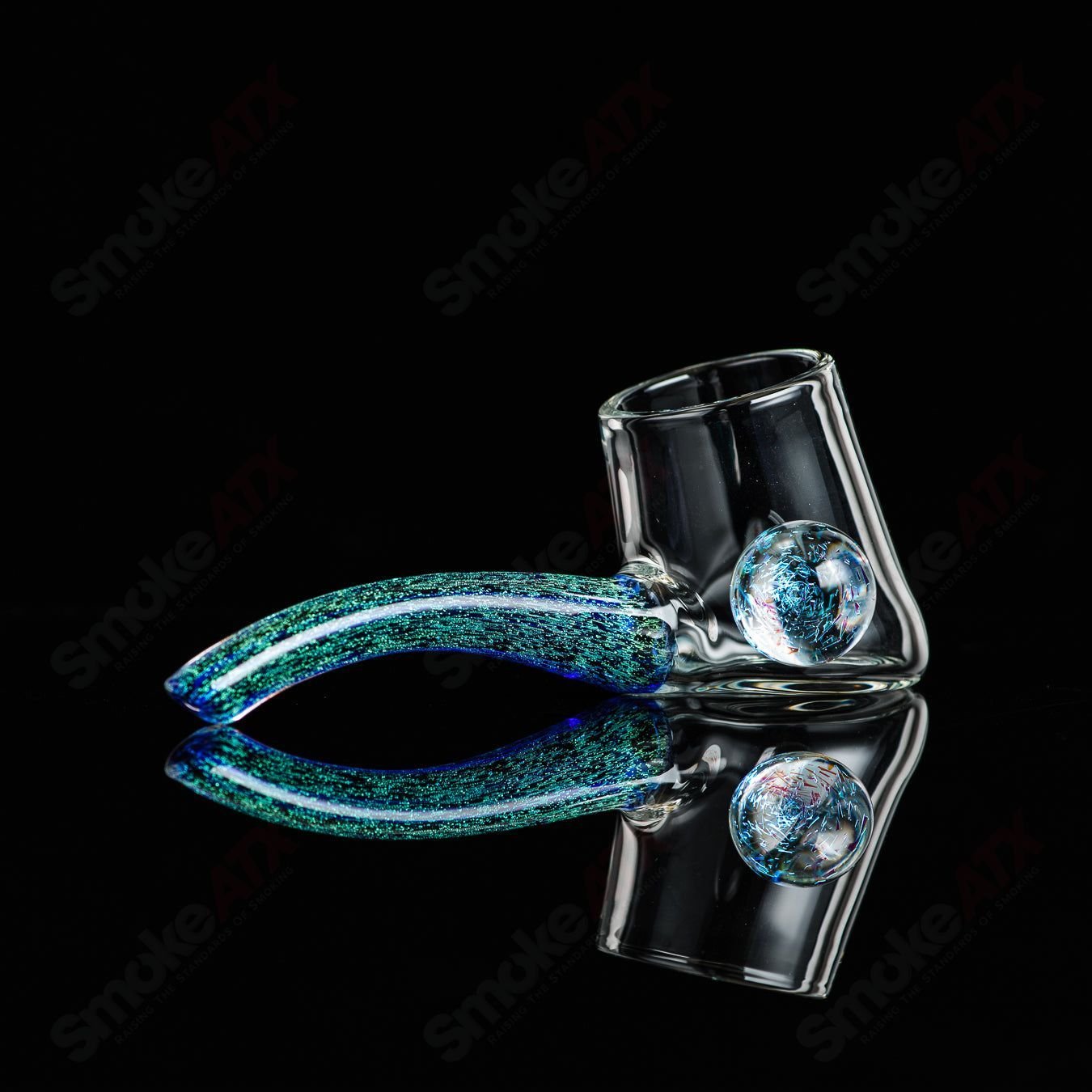 Justin Freeman Dichro Proxy Attachment, glass accessory with vibrant dichroic color effects, designed for custom glass projects.