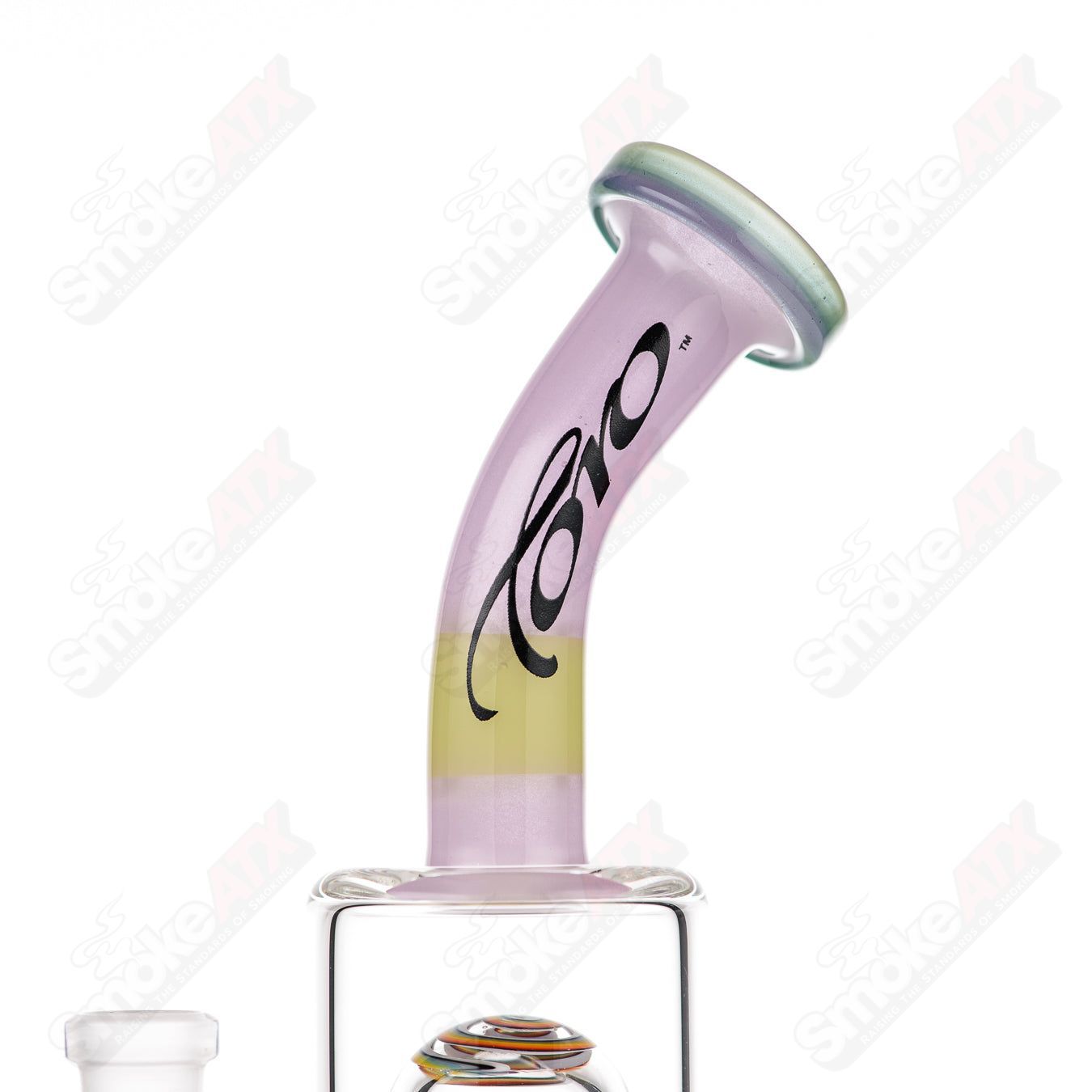 Toro Double Macro 8-Arm Tree Glass concentrate rig with full color UV accent foot and mouthpiece, featuring intricate glass design.